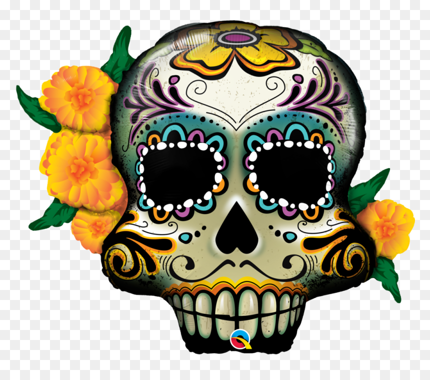 Qualatex Halloween Day Of The Dead Skull - Qualatex Halloween Balloons, HD Png Download - day of the dead png