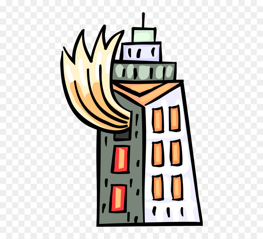 Vector Illustration Of Blazing Inferno Fire Disaster, HD Png Download - office building vector png