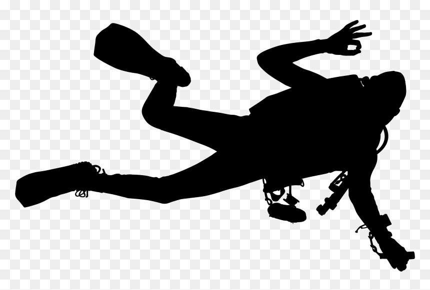 Scuba Diving Speargun Underwater Diving Spearfishing - Silhouette Scuba Diver Clipart, HD Png Download - scuba diver png