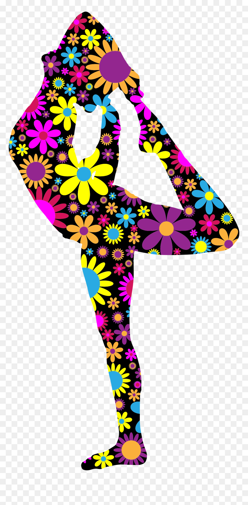 Floral Female Yoga Pose Silhouette 3 Clip Arts - Female Yoga Pose Clipart, HD Png Download - yogi png