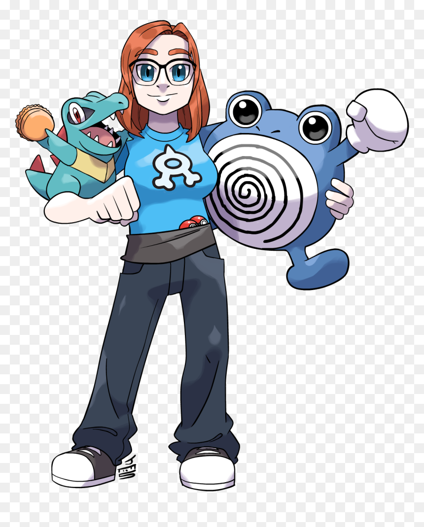 Arti Drew A Pokemon Trainer W/ Totodile And Polywhirl - Totodile, HD Png Download - totodile png