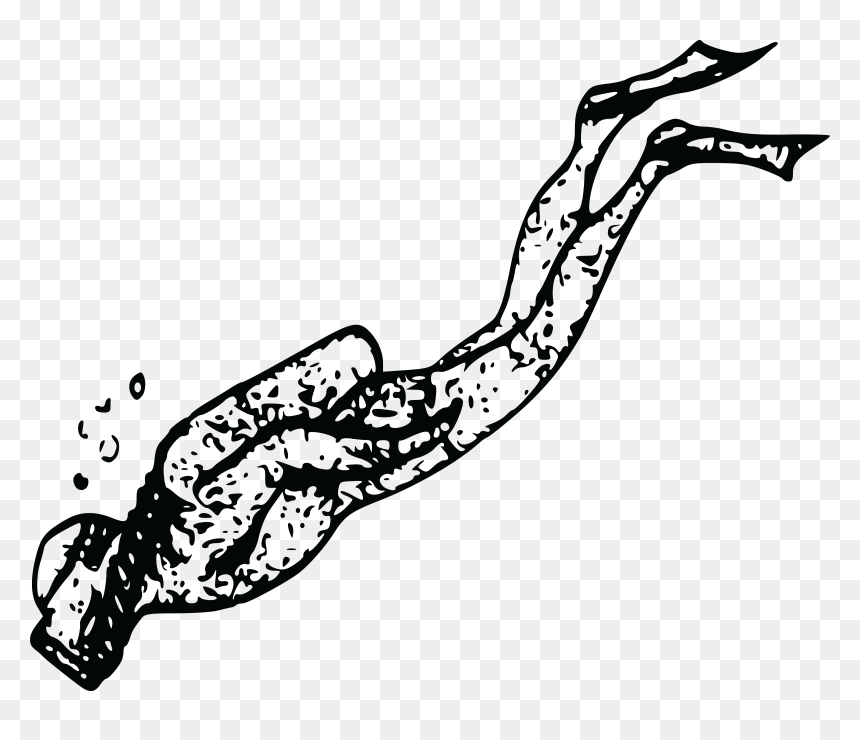 Simple Scuba Diver Clip Arts - Simple Scuba Diver Drawing, HD Png Download - scuba diver png
