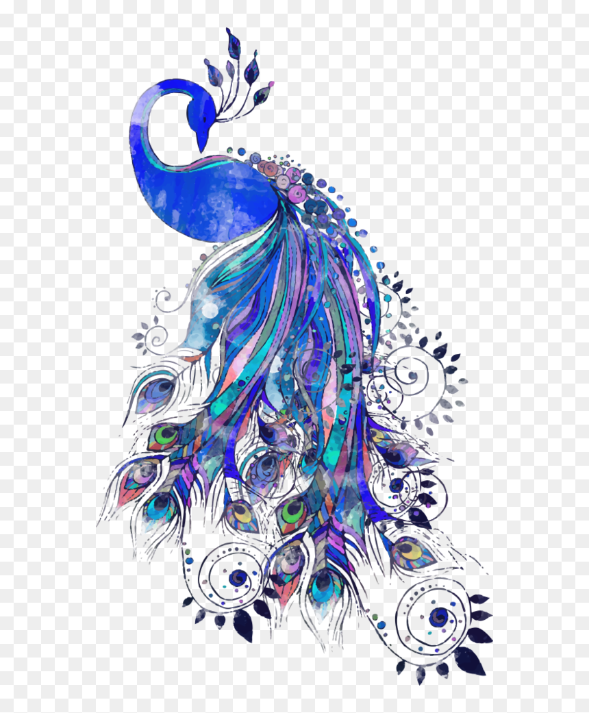 Peacock Watercolor Sublimation Transfer - Peacock Painting On Wall, HD Png Download - peacock leaf png