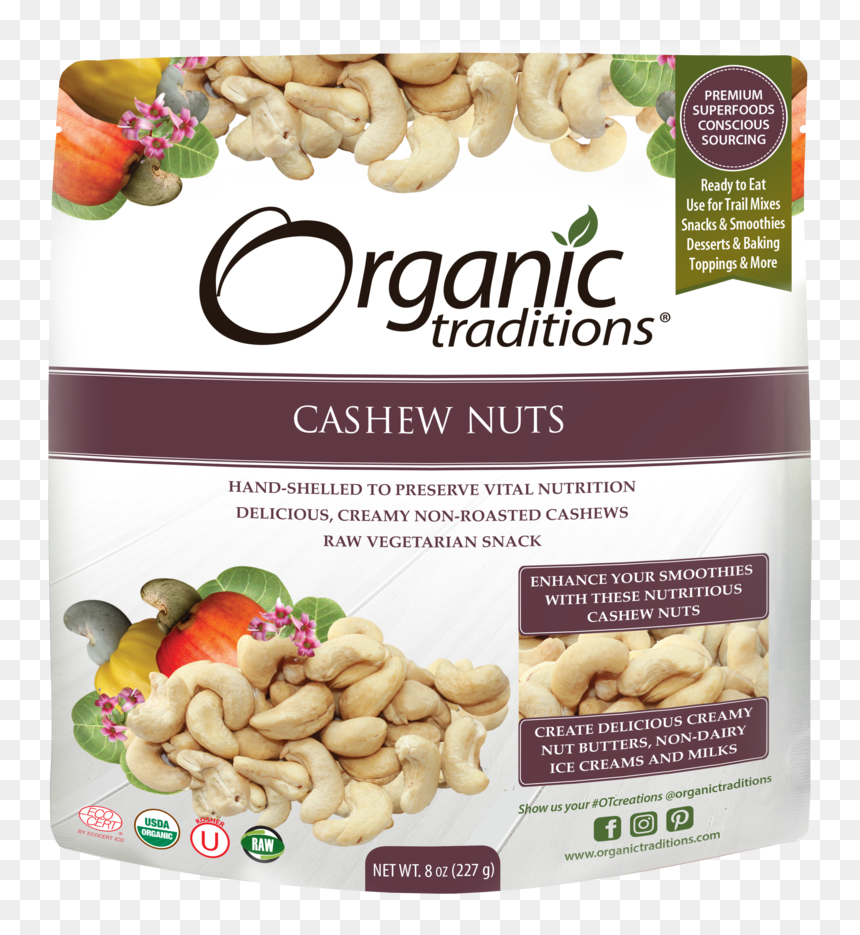 Organic Traditions Cashew Nuts, HD Png Download - cashew nut png