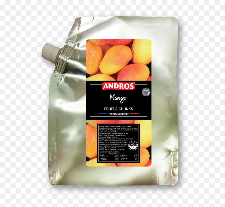F122552 Andros Mango Fruit Chunks Doypack 1kg - Andros Fruit & Chunk Base, HD Png Download - mango fruit png