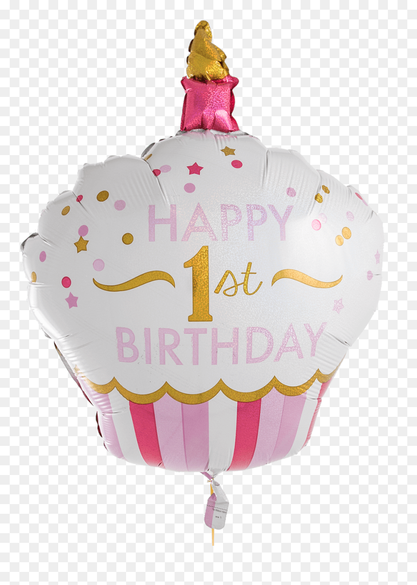 1st Birthday Pink Cupcake Supershape - Hot Air Balloon, HD Png Download - 1st birthday png pink
