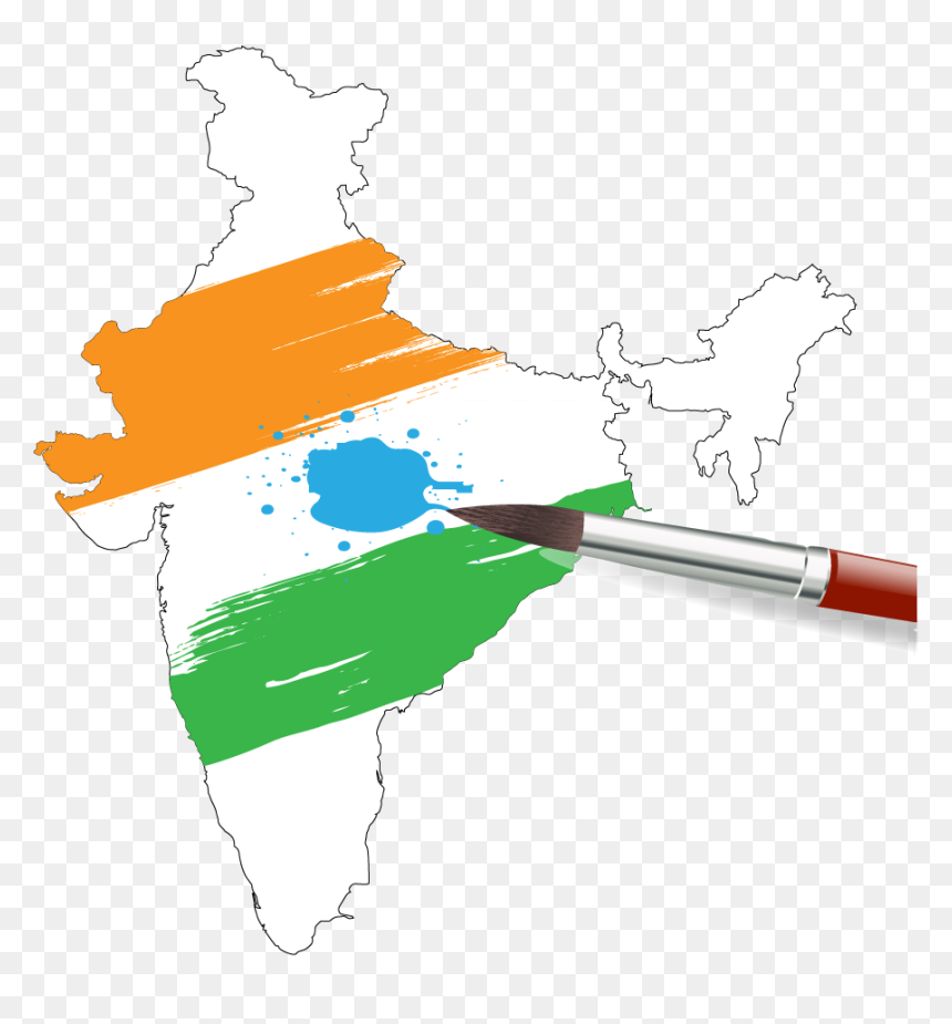 Painting Clipart Creative Art - Map Of India Painting, HD Png Download - india map png image