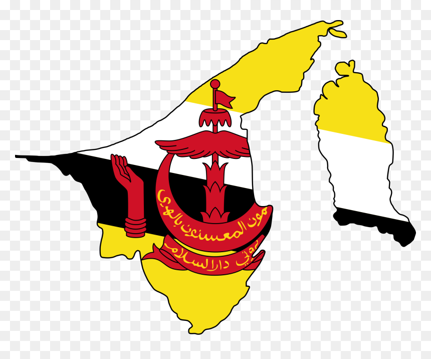 Brunei Flag Map Large Map - Brunei Flag Map, HD Png Download - map image png