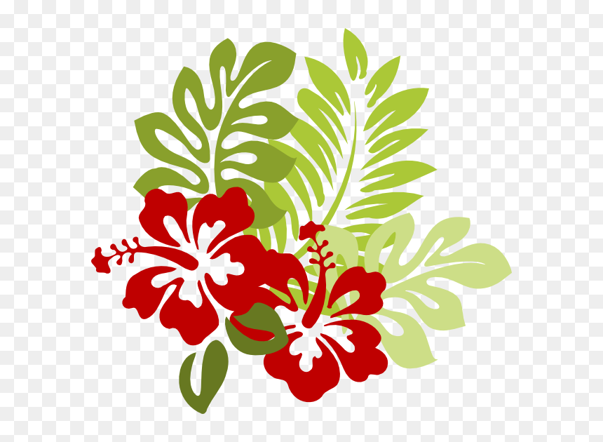 Red With Green Leaves Side Svg Clip Arts - Hibiscus Clip Art, HD Png Download - green leaf design png