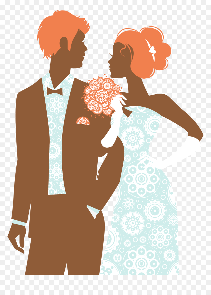 Wedding Invitation Hand Drawn Silhouette Bride And - Wedding Invitation, HD Png Download - marriage png images