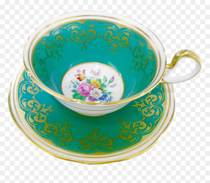 Aynsley Rose Center Dark Emerald Teal Green Tea Cup - Cup, HD Png Download - green tea cup png