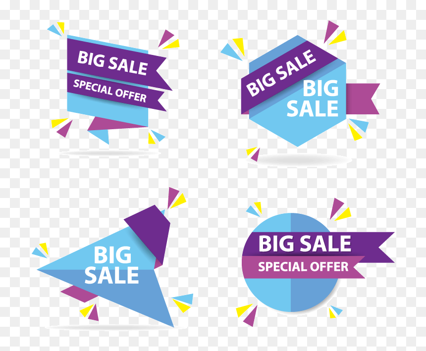 Box Web Set Shopping Colorful Discount Sale - Sale Design Vector Png, Transparent Png - discount offer png