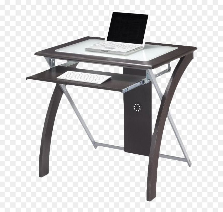 Glass Top Computer Desk For Home, HD Png Download - computer table png