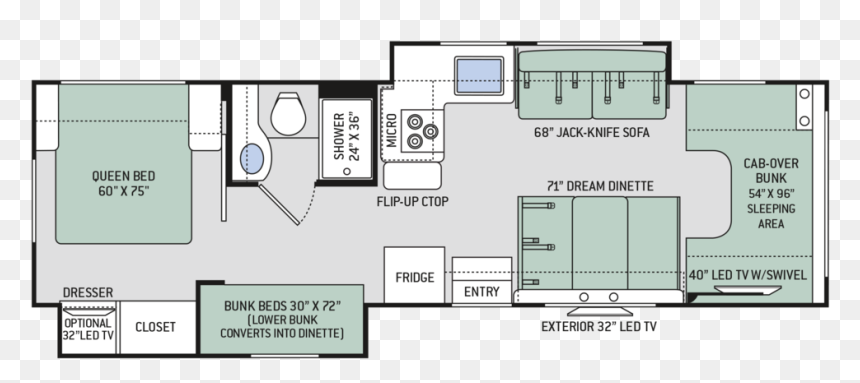 2018 Four Winds 30d Floor Plan, HD Png Download - sofa plan png
