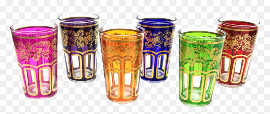 Colored Tea Cups Morocco, HD Png Download - tea glass png