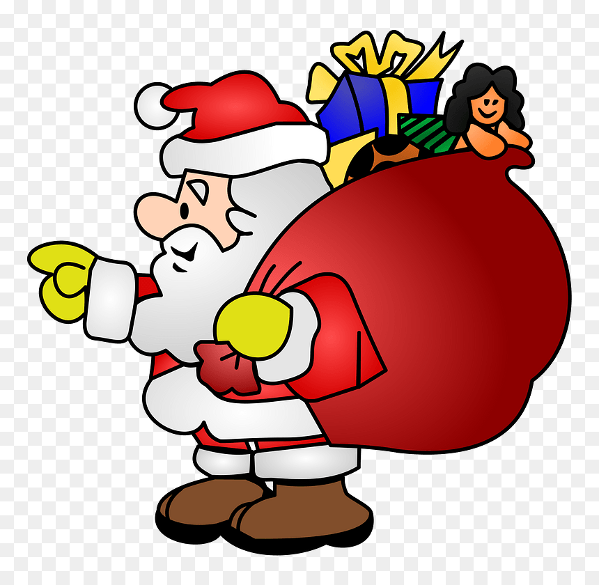 Santa Claus With Sack Clipart - Santa Sack Of Toys, HD Png Download - flying santa claus png