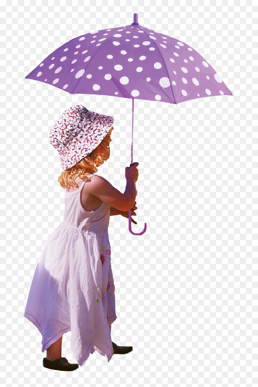 A Girl With An Umbrella - Small Girl With Umbrella, HD Png Download - rain umbrella png