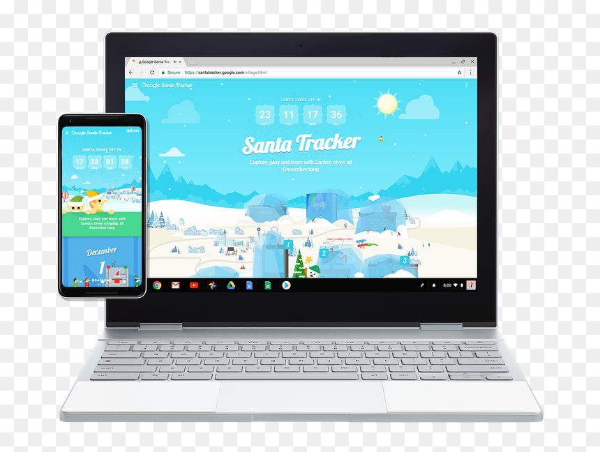 Devices - Netbook, HD Png Download - flying santa claus png