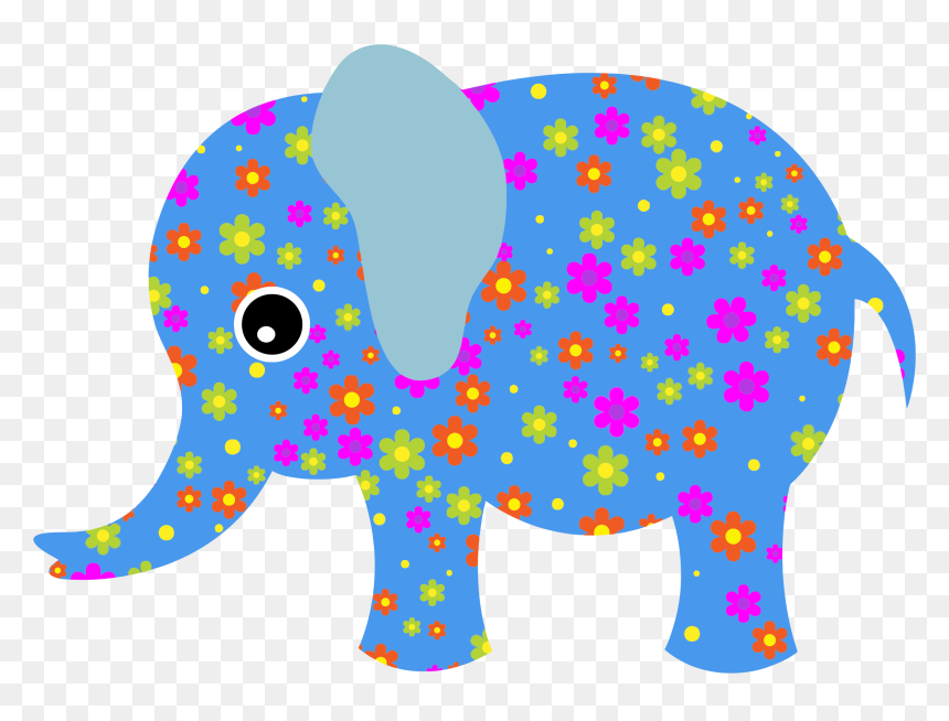 Retro Floral Elephant Blue Clip Arts - יצירה פיל, HD Png Download - indian parrot png