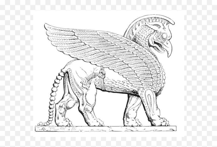 Assyrian Winged Lion Vector Image - Mythical Beasts, HD Png Download - angry lion png images
