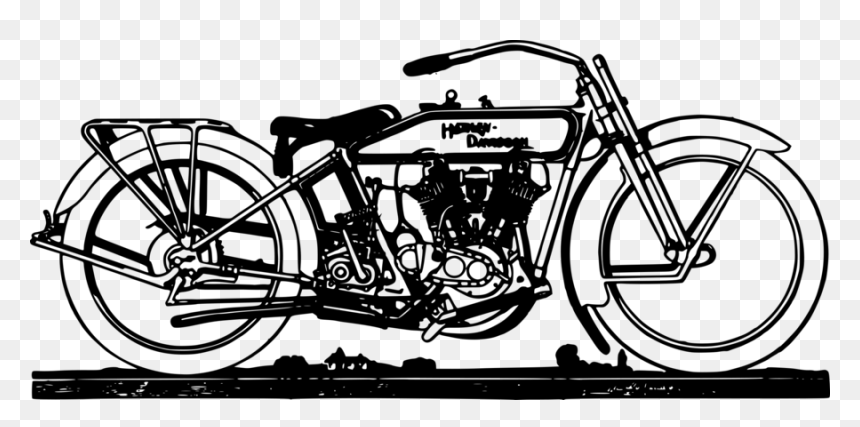 Download Old Motorbike Png Vectors Clipart Motorcycle - Black And White Old Motorcycle, Transparent Png - motorbike clipart png
