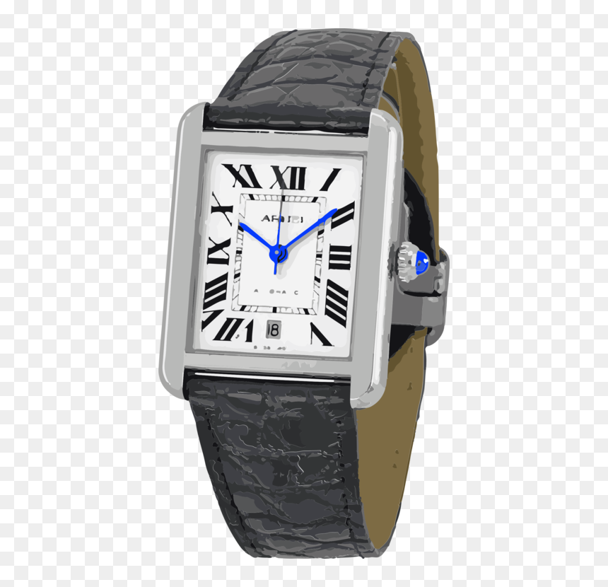Watch Accessory,brand,watch - Cartier Leather Watch Mens, HD Png Download - watch clipart png