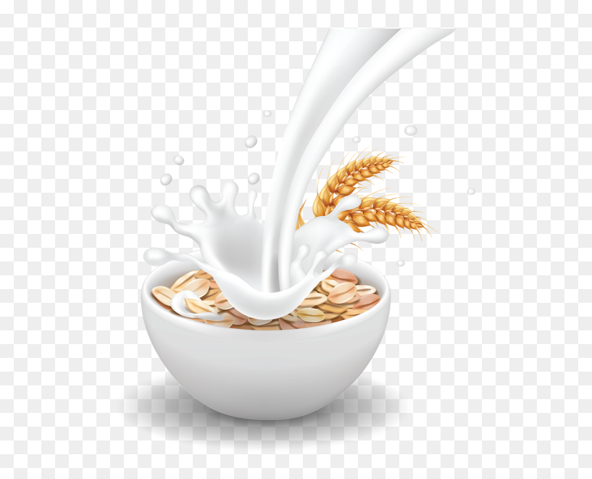 Breakfast With Realistic Milk Flow, Breakfast, Wheat, - Milk Flow Png, Transparent Png - milk png images