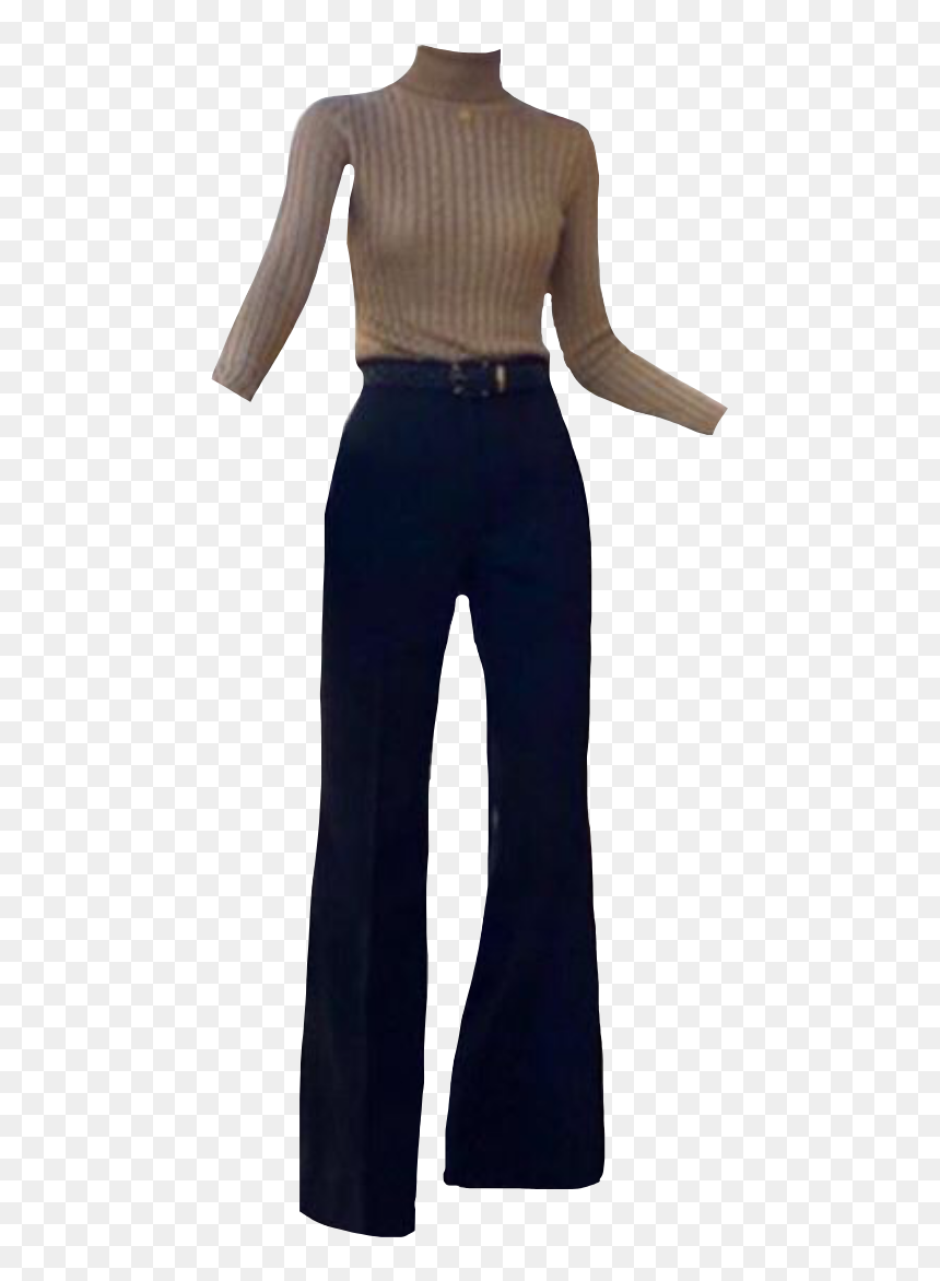 #pants #jeans #trousers #beige #top #turtleneck #outfit - Pocket, HD Png Download - jeans pant png