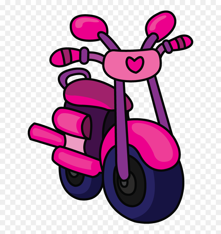 Drawing Motorcycle Cartoon - Motorbike For Girls Drawing, HD Png Download - motorbike clipart png
