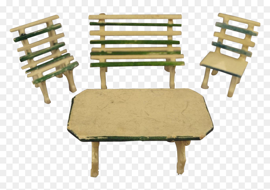 German Garden Set Park Bench Table Chairs In Small - Chair, HD Png Download - park chair png