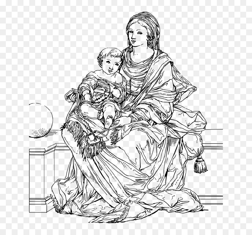 Mother Mary With Infant Jesus Images Free Download, HD Png Download - mother mary png