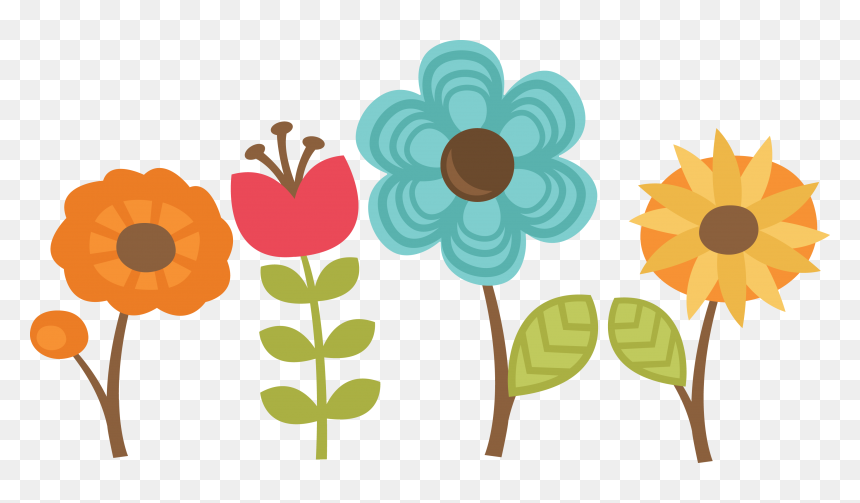Flowers Set Of Cut Files For Scrapbooking - 4 Flower Clipart, HD Png Download - flowers png files