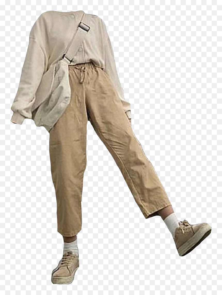 #pants #jeans #trousers #beige #top #bag #outfit #outfitinspo - Aesthetic Style, HD Png Download - jeans pant png