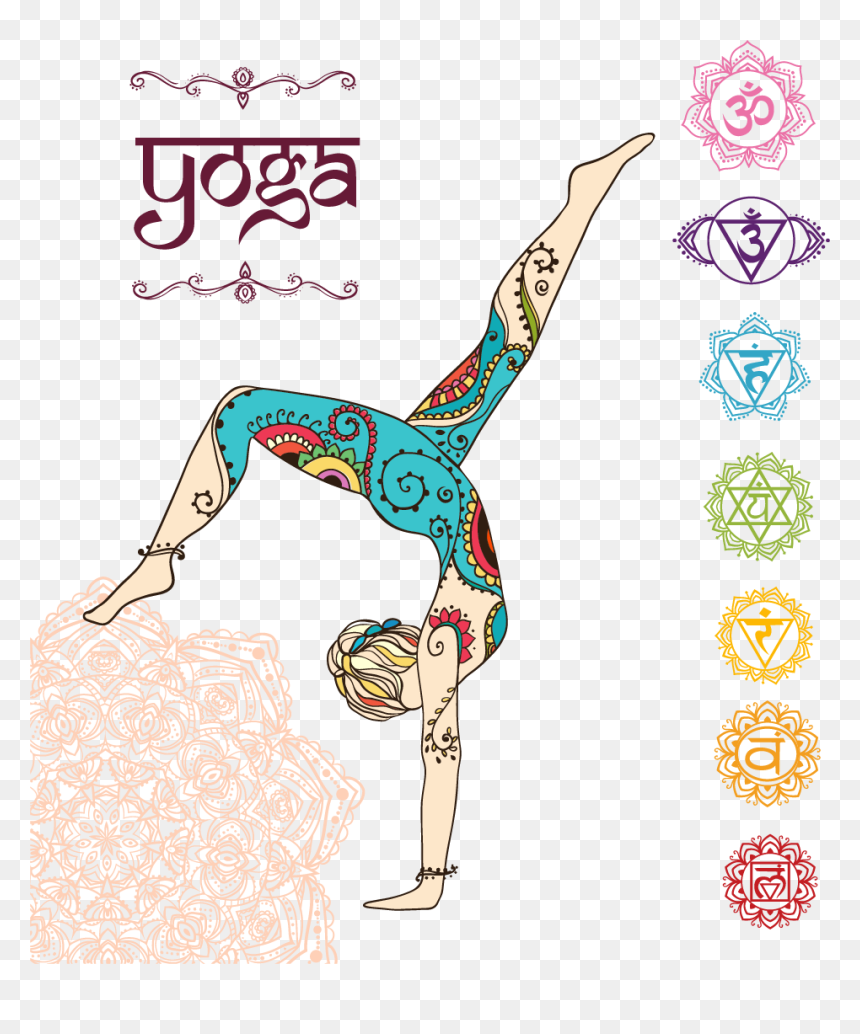 Lotus Position Mandala Yoga Color Free Png Hq Clipart - Chakra Drawing, Transparent Png - yoga clipart png