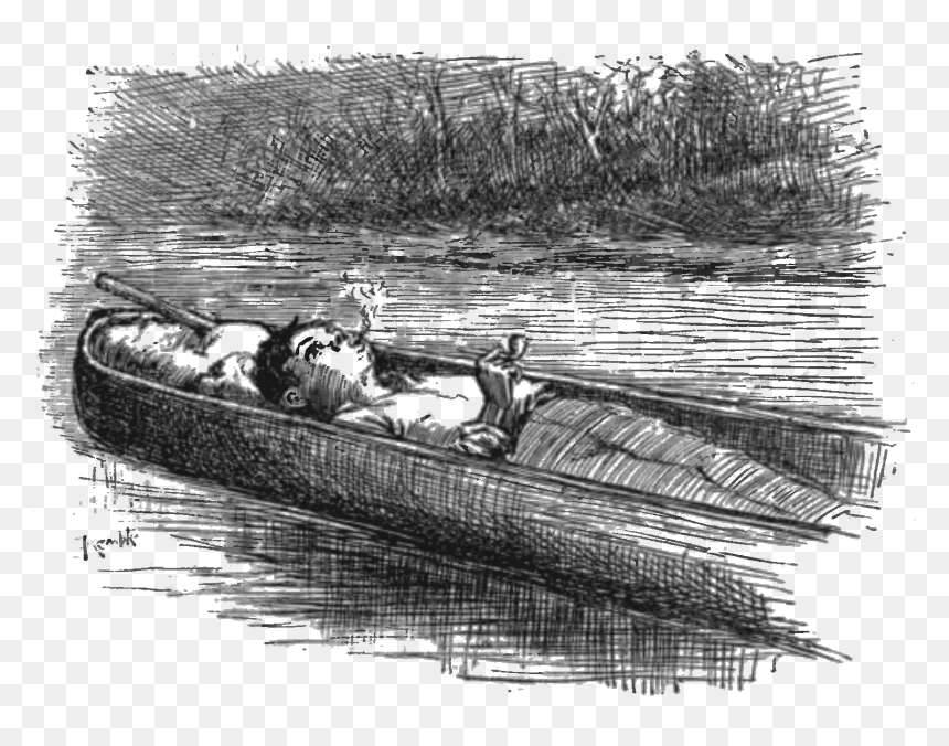 Adventures Of Huckleberry Finn 1885-p59 - Scenes From Huck Finn, HD Png Download - canoe png