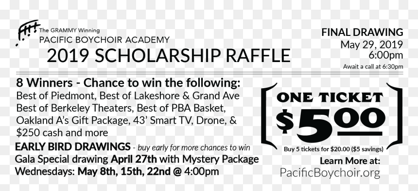 Pacific Boychoir Academy, HD Png Download - raffle ticket png