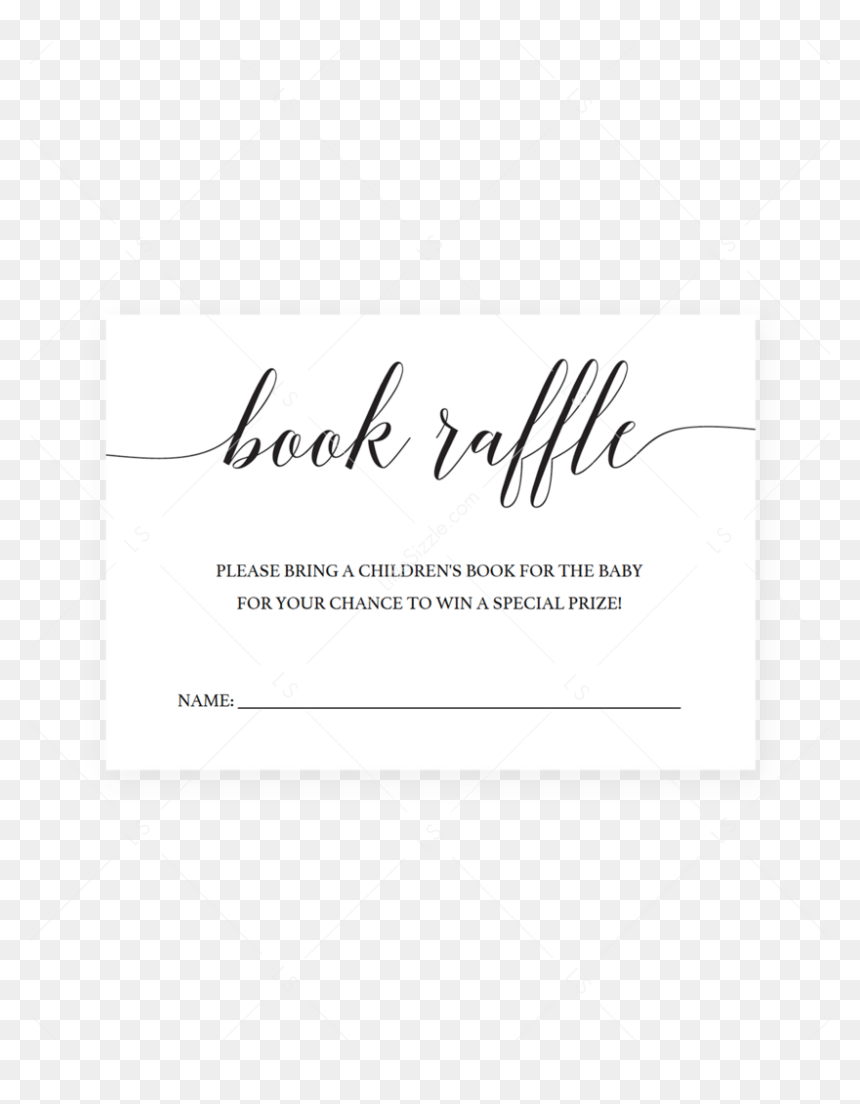 Minimal Book Raffle Ticket For Baby Shower By Littlesizzle"
 - Calligraphy, HD Png Download - raffle ticket png