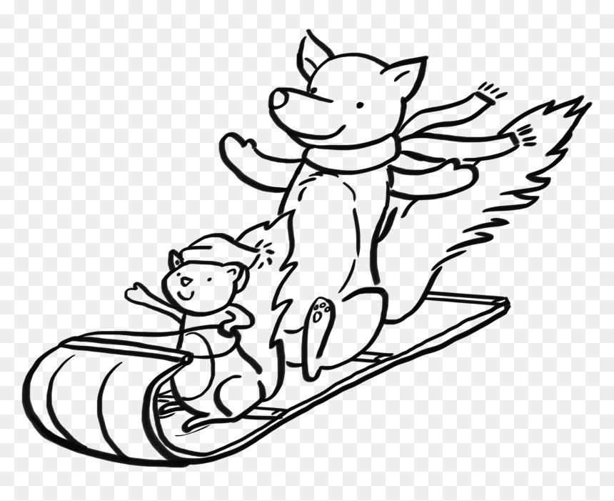 Animals On Sled - Animals On A Sled, HD Png Download - sled png