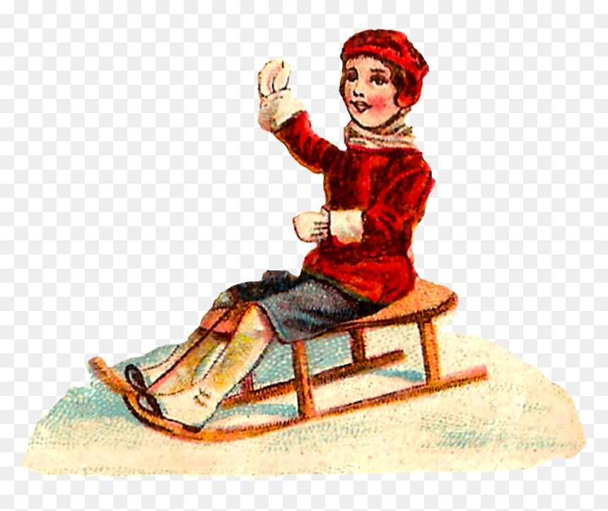 Antique Images - Winter Vintage Clipart, HD Png Download - sled png