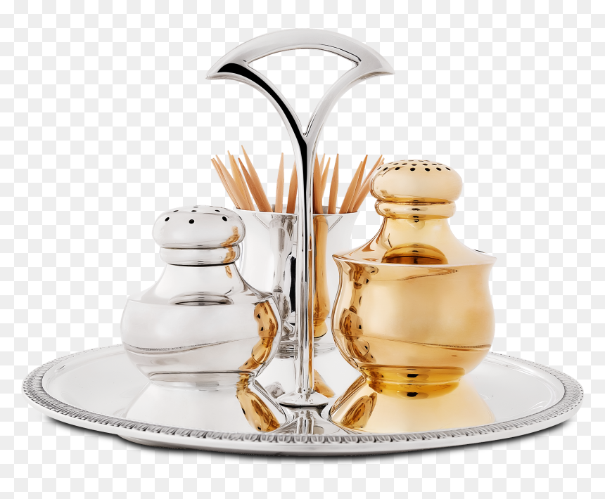 Jarosinski & Vaugoin Silver Empire Round Salt, Pepper, - Brass, HD Png Download - toothpick png