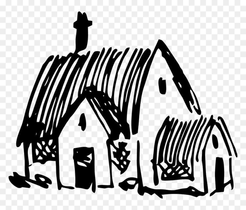 House, Thatch, Cottage, Rural - Village Png Black And White, Transparent Png - cottage png