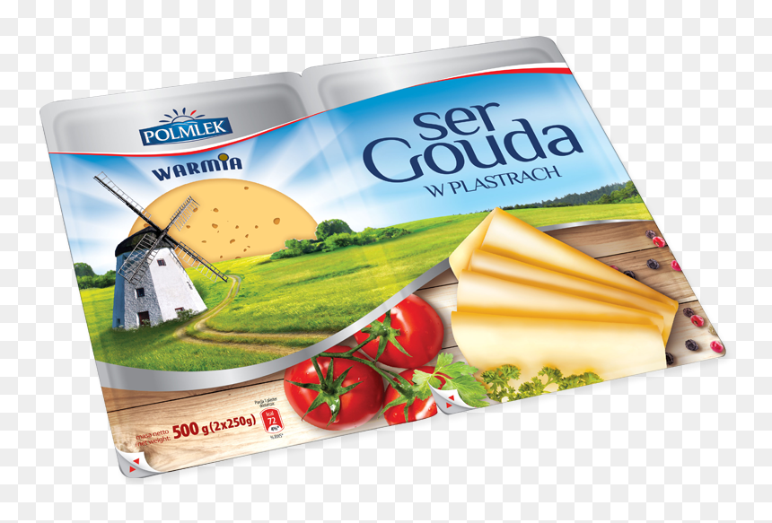 » Gouda Warmia Cheese Slices - Polmlek Group, HD Png Download - cheese slice png