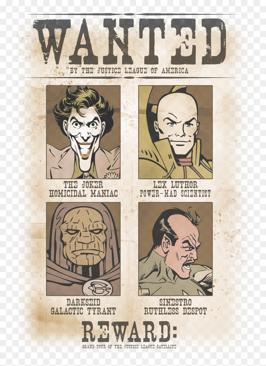 Dc Comics Wanted Poster Juniors T-shirt - Wanted Poster, HD Png Download - lex luthor png