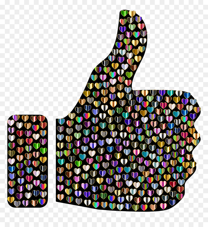 Prismatic Hearts Thumbs Up Silhouette 9 Clip Arts - Imagens De Like Colorido Png, Transparent Png - mac hearts png