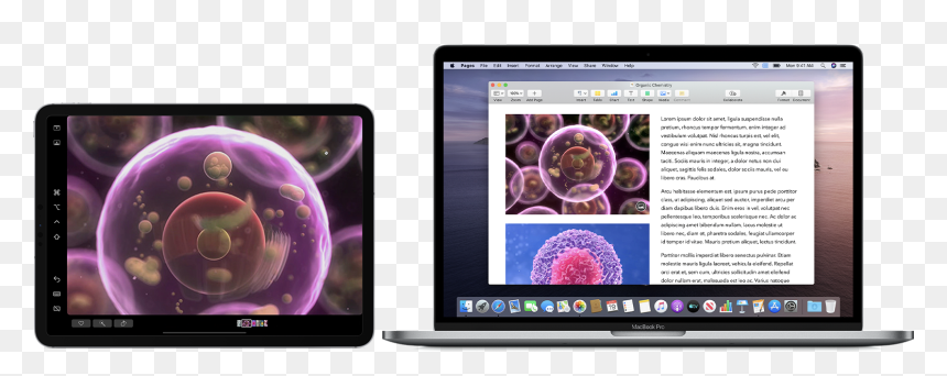 Ipad Next To Macbook Using Sidecar - Iphone, HD Png Download - iphone status bar png