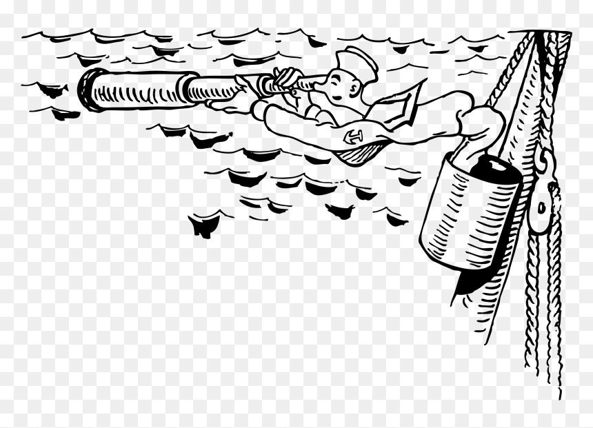 Sailor In Crow"s Nest Using Spyglass Clip Arts - Sailor Lookout, HD Png Download - crows png