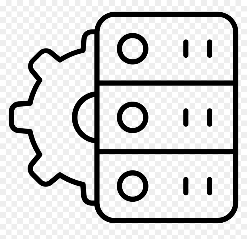 Gear Clipart Black And White, HD Png Download - database icon png
