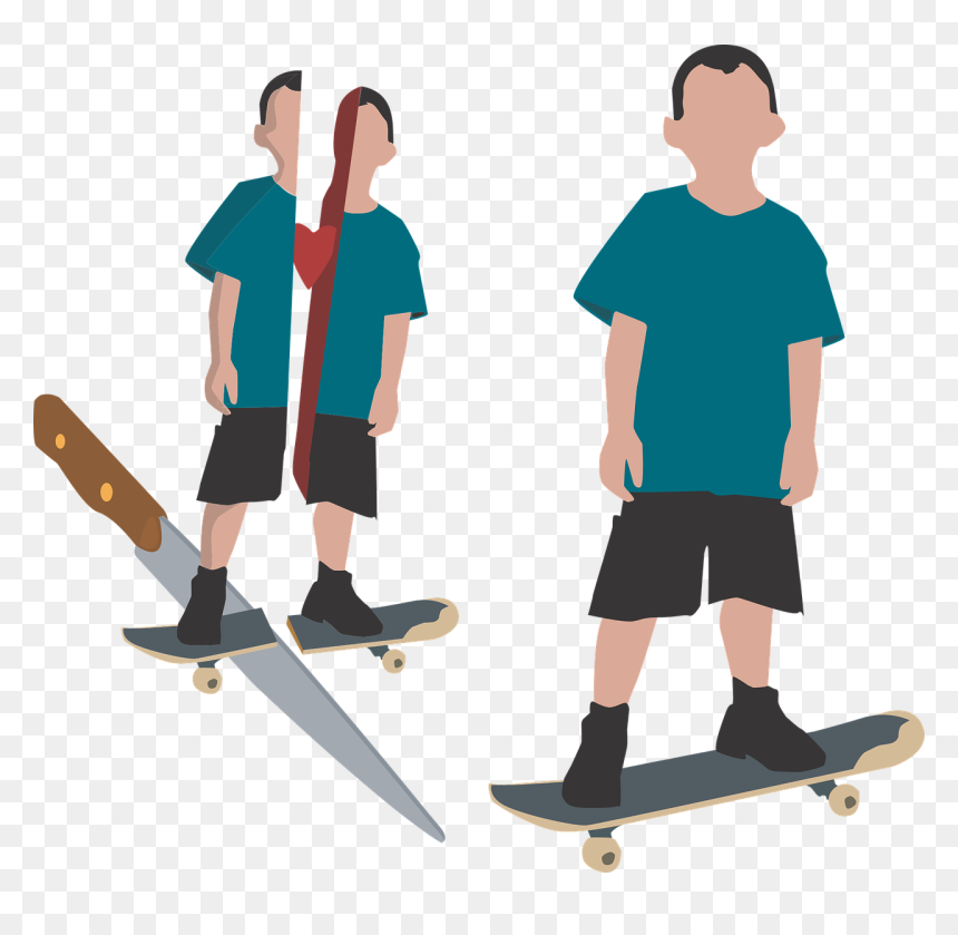 Niño Con Cuchillo Animado, HD Png Download - skateboarder png