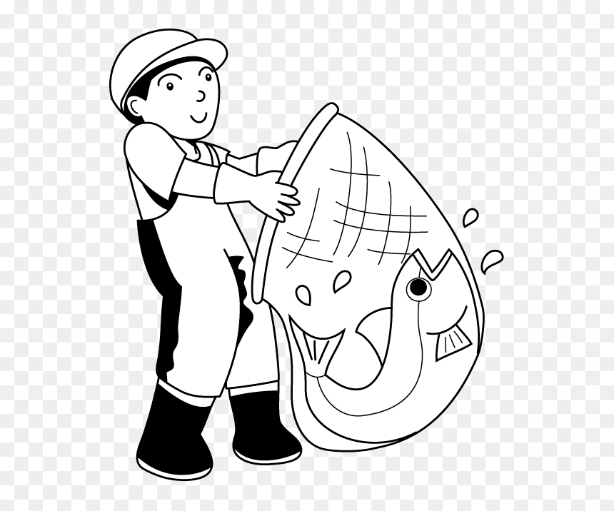 Download Hd Fish Net Clipart Fisherman - Fisherman Clipart Black And White, HD Png Download - fisherman png