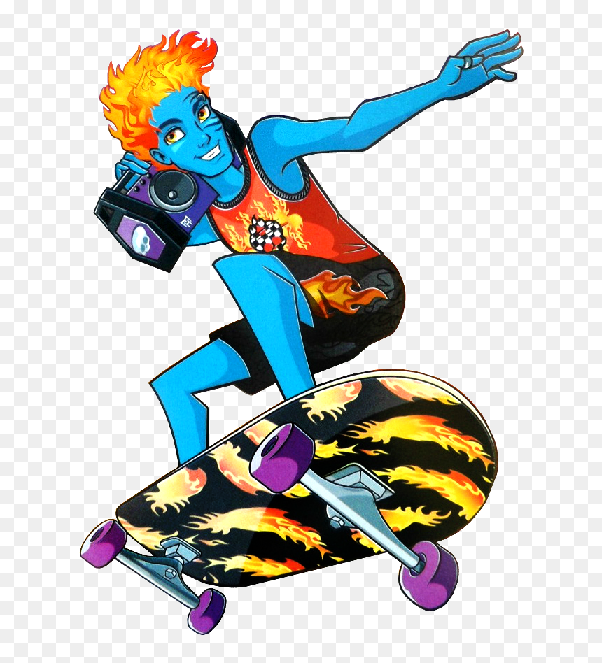 Holt Hyde On Skateboard - Monster High Holt Art, HD Png Download - skateboarder png